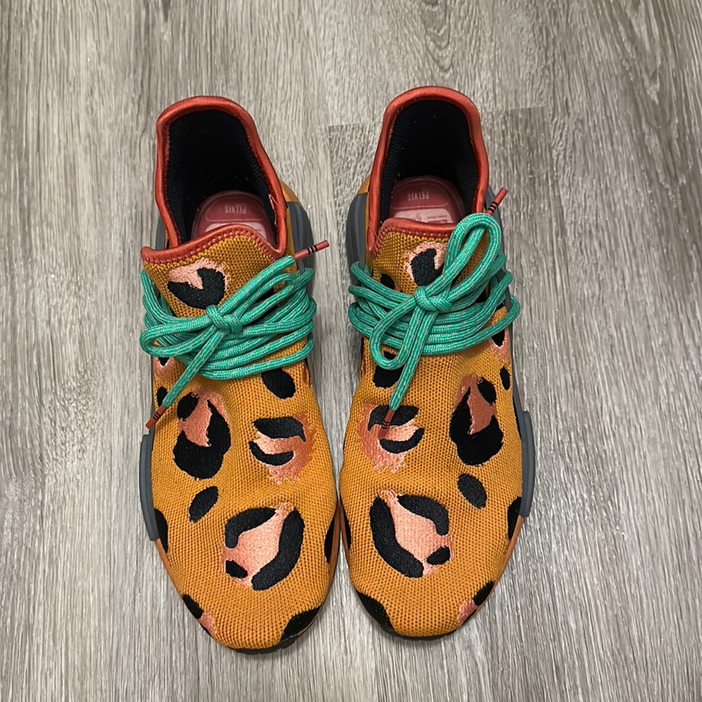 adidas Orange and Black Sneakers with Green Laces